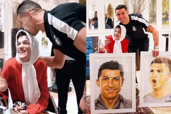 Cristiano Ronaldo całuje fankę w głowę