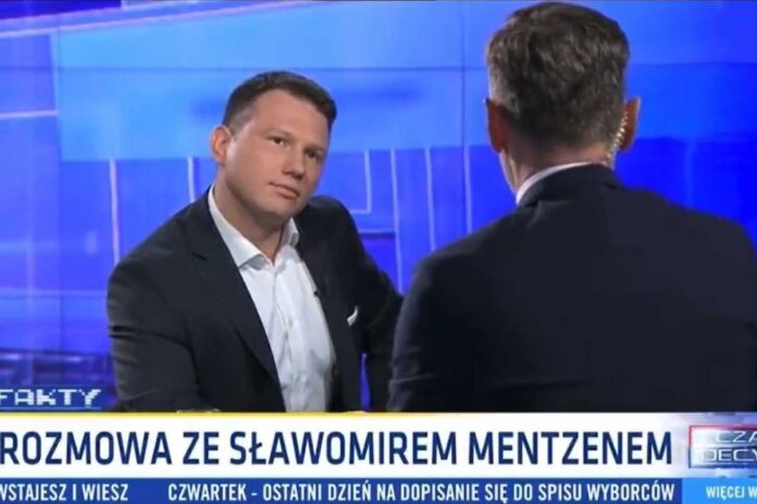 Sławomir Mentzen. Piotr Kraśko. TVN. TVN24.