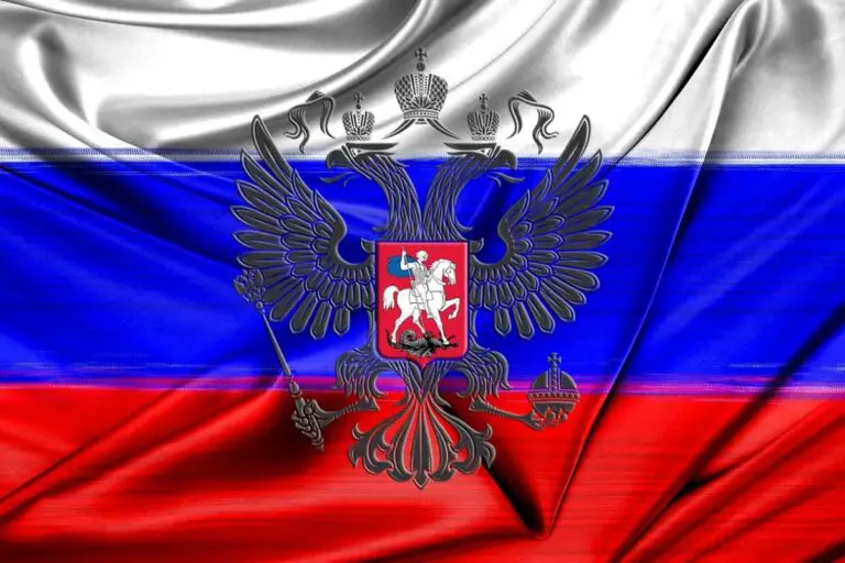 Flaga i godło Federacji Rosyjskiej