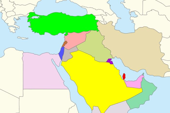 Bliski Wschód, mapa polityczna. Obrazek ilustracyjny. Źródło: pixabay