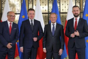 Włodzimierz Czarzasty, Szymon Hołownia, Donald Tusk, Władysław Kosiniak-Kamysz.