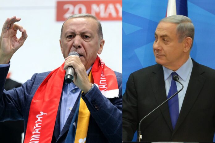 Recep Tayyip Erdoğan oraz Benjamin Netanyahu.