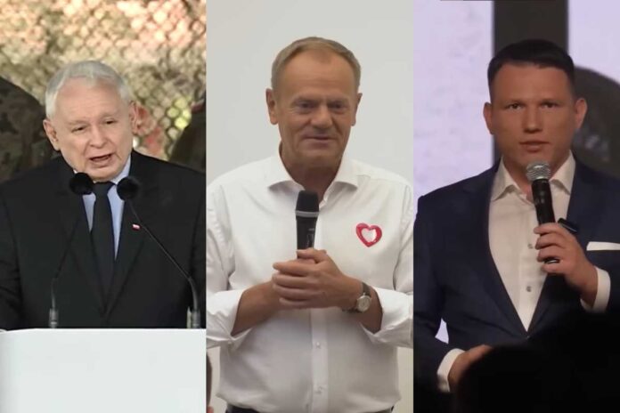 Jarosław Kaczyński. Donald Tusk. Sławomir Mentzen.