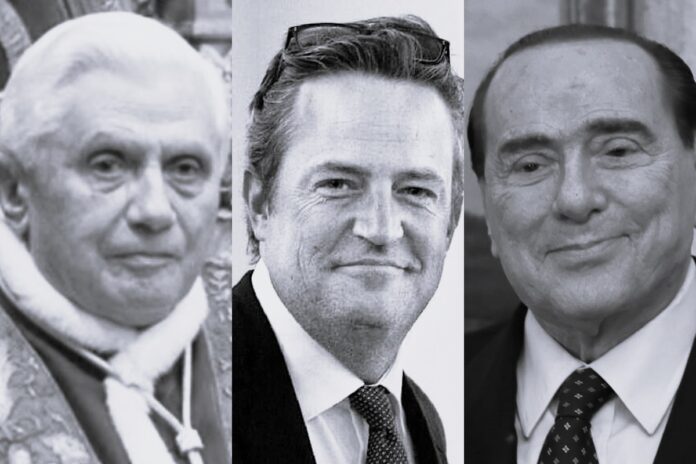 Papież Benedykt XVI, Matthew Perry oraz Silvio Berlusconi.