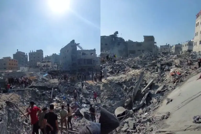 Dżabalija. Zniszczone budynki w obozie dla uchodźców. Foto: print screen x