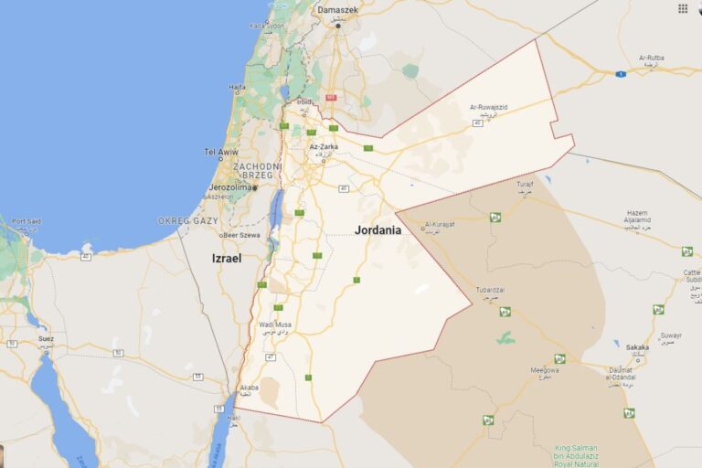 Jordania to bezpośredni sąsiad Izraela. Źródło: google maps