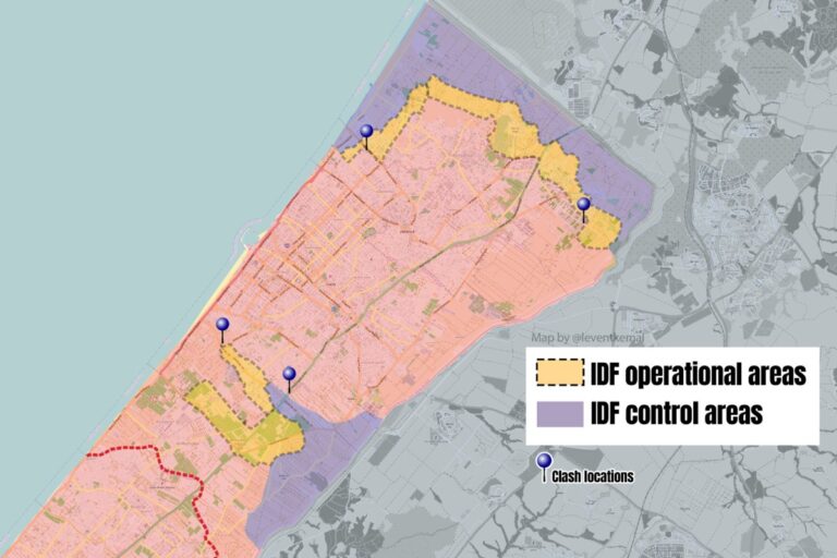 Sytuacja w północnej części Strefy Gazy. Mapa poglądowa. Źródło: x/@leventkemaI