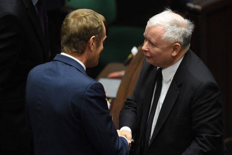 Jarosław Kaczyński i Donald Tusk w 2014