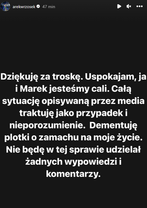 Arkadiusz Wrzosek oświadczenie po strzelaninie w Holandii.