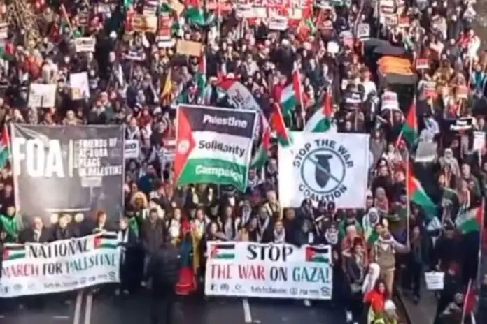 Londyn. Marsz solidarności z Palestyńczykami.