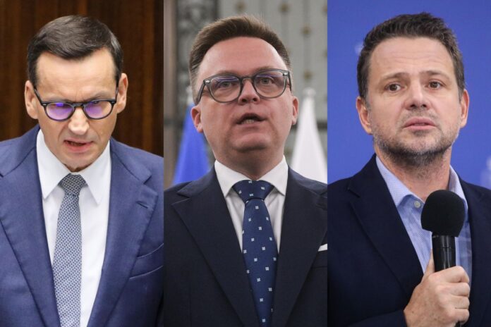 Mateusz Morawiecki, Szymon Hołownia oraz Rafał Trzaskowski.