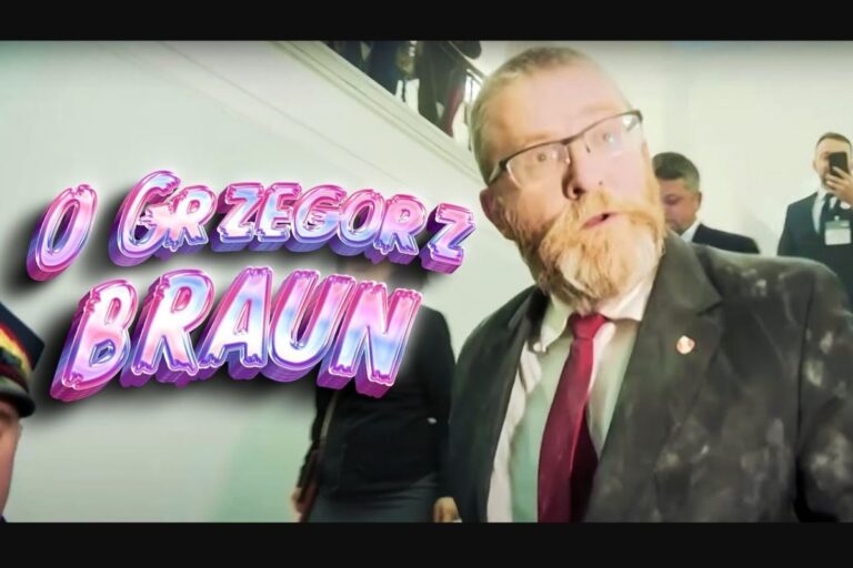 LETNI x Michu- „O Grzegorz Braun” (PARODIA „Peggy Brown” Myslovitz). Screen YouTube