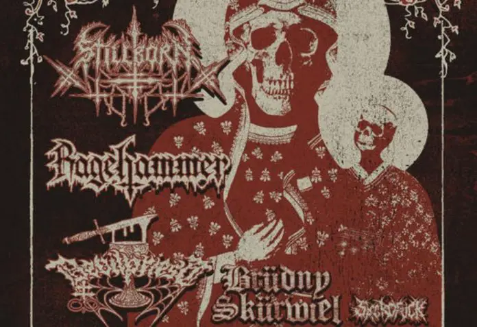 Plakat promujący trasę koncertową śląskich zespołów metalowych pt. 
