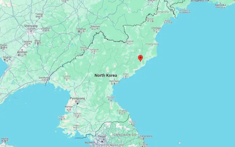 Miejsce katastrofy na mapie Korei Północnej. Źródło: google maps