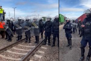 Policja na proteście rolników w Medyce