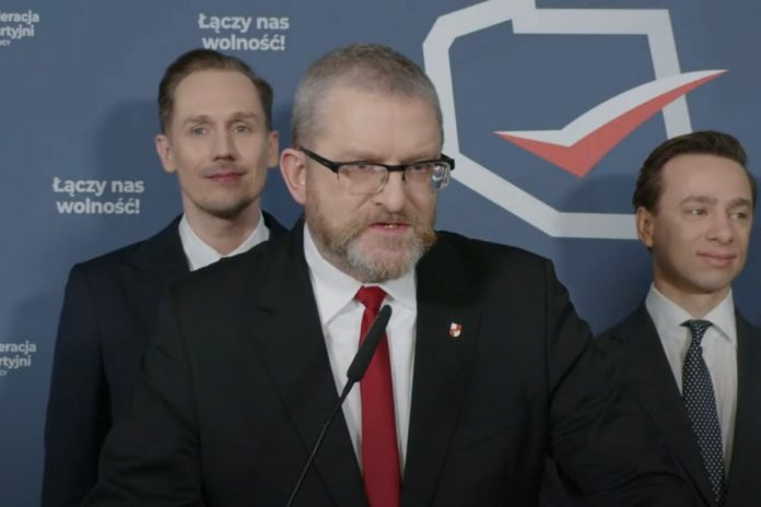 Wystąpienie Grzegorza Brauna podczas inauguracji kampanii samorządowej.