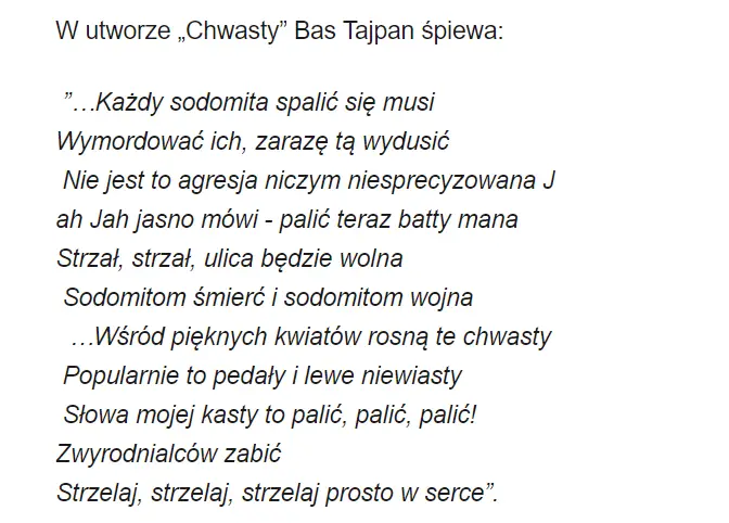 Bas Tajpan "Chwasty" - tekst.