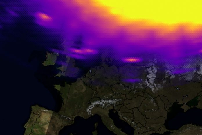 Zasieg zorzy polarnej na Europą na godz. 18.30 w dniu 24 marca 2024 r. Źródło: IMGW CMM