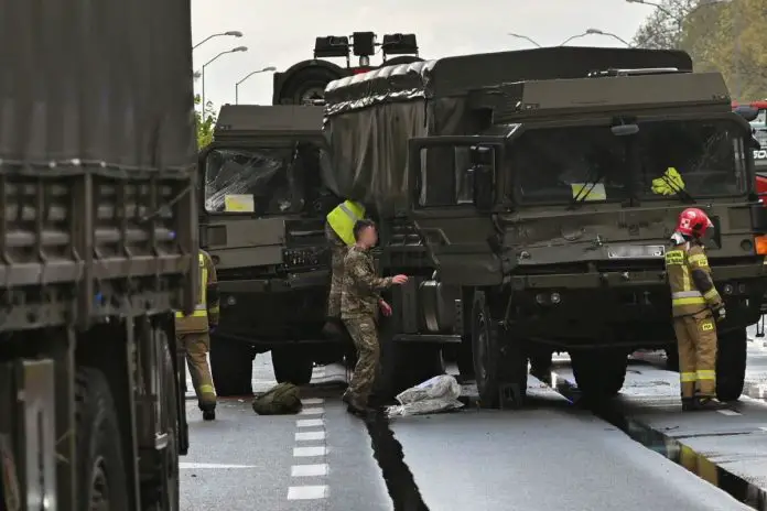 Zderzenie pojazdów wojskowych w Szczecinie.