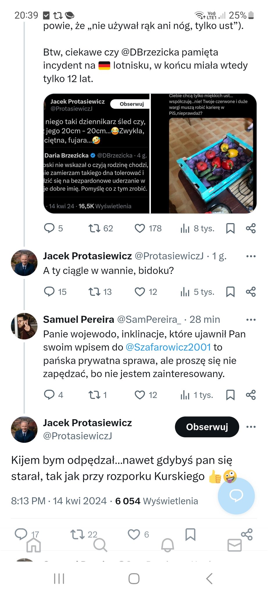 Wpisy Protasiewicza na Twitterze.