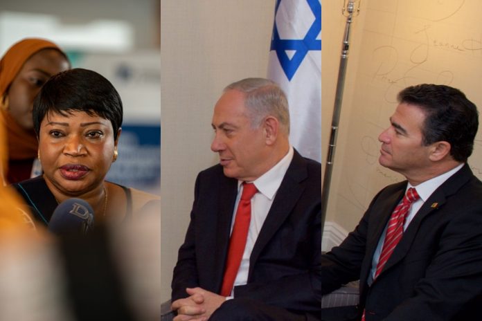 Fatou Bensouda, Benjamin Netanjahu i Jossi Cohen.