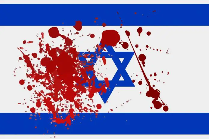 Izrael, flaga Izraela, Żydzi, Strefa Gazy, Palestyna, wojna, krew, ofiary