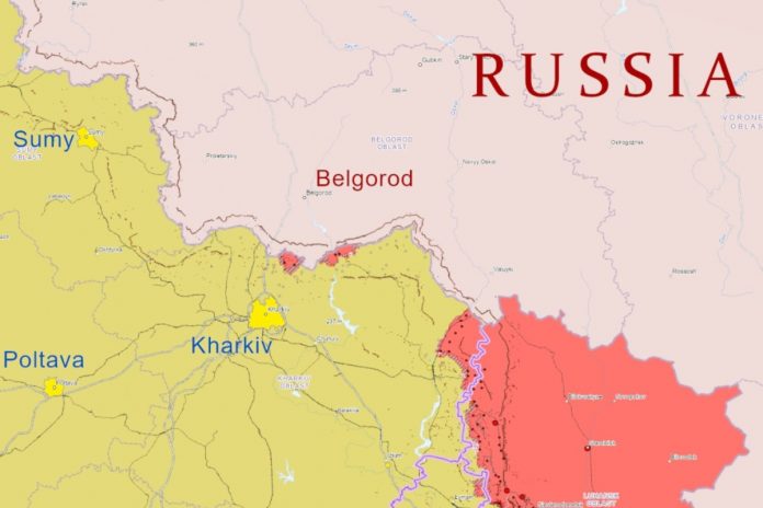 Sytuacja w obwodzie charkowskim na Ukrainie na dzień 27 maja 2024 r. Mapa poglądowa. Źródło: X/War Mapper