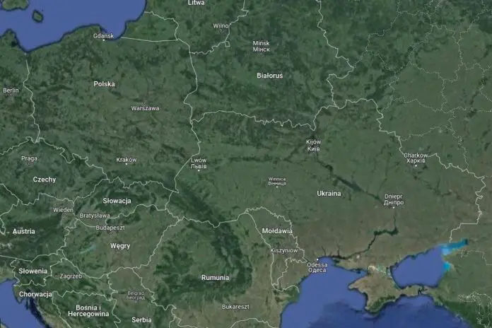 Państwa graniczące z Ukrainą. Obrazek ilustracyjny. Źródło: google maps