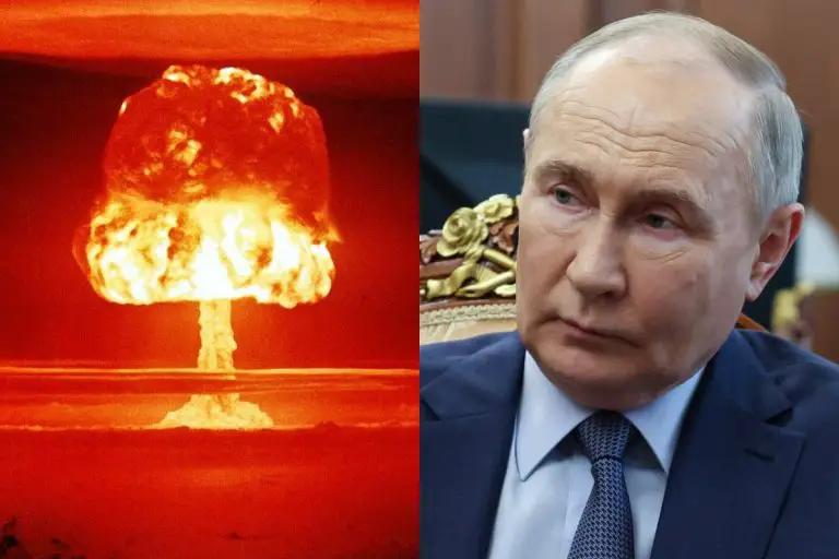Eksplozja bomby jądrowej; Władimir Putin. Obrazek ilustracyjny. Źródło: PAP/EPA/pixabay