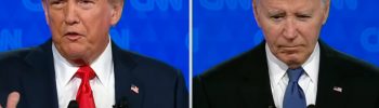 Donald Trump i Joe Biden podczas debaty. Foto: print screen YT