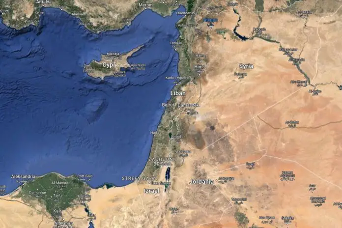 Cypr, Liban, Izrael. Źródło: google maps