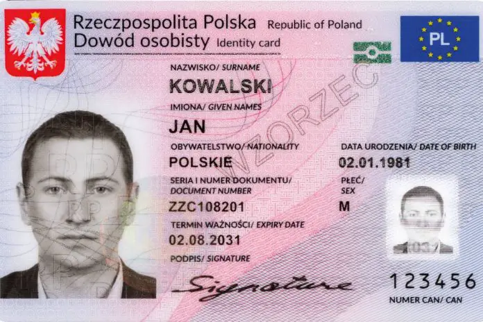 Wzór polskiego dowodu osobistego. Źródło: gov.pl