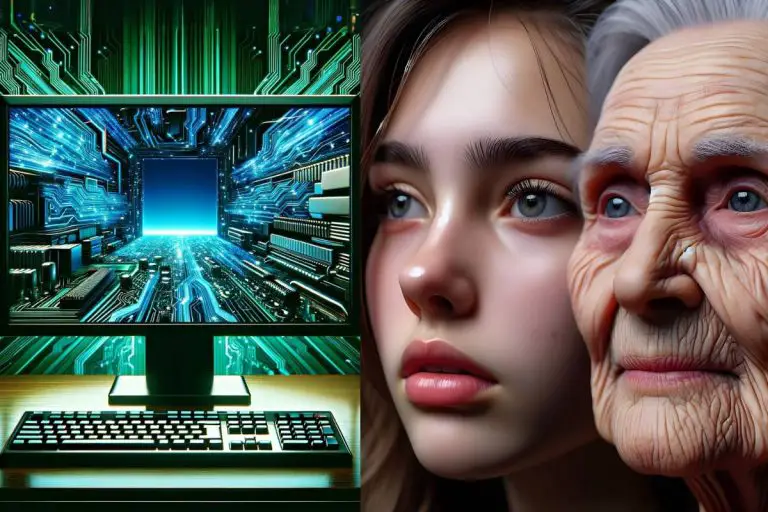 starość, młodość, komputer, internet, sieć, babcia, wnuk, młodzież, stara, młoda, kobieta, dziewczyna