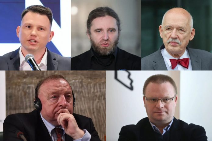 Sławomir Mentzen, Dobromir Sośnierz, Janusz Korwin-Mikke, Stanisław Michalkiewicz oraz Łukasz Warzecha.