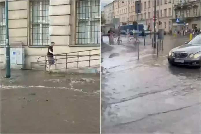 Awaria wodociągów w Krakowie. Część miasta pod wodą.