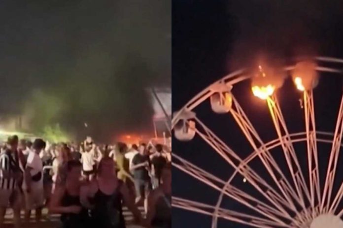 Pożar diabelskiego młyna na festiwalu Highfield w pobliżu Lipska