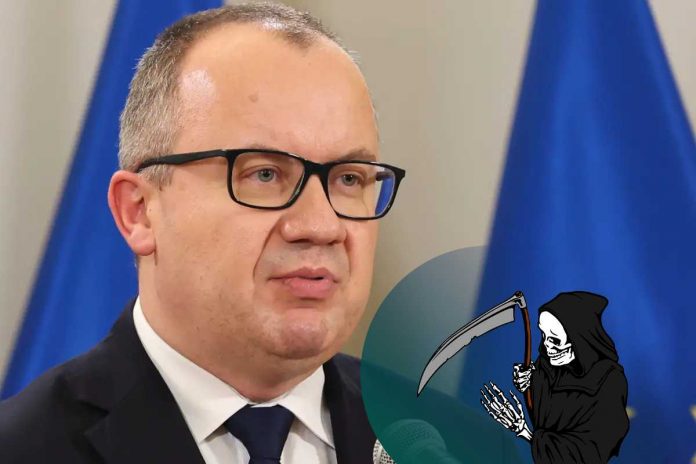 Minister Sprawiedliwości Adam Bodnar oraz śmierć z kosą