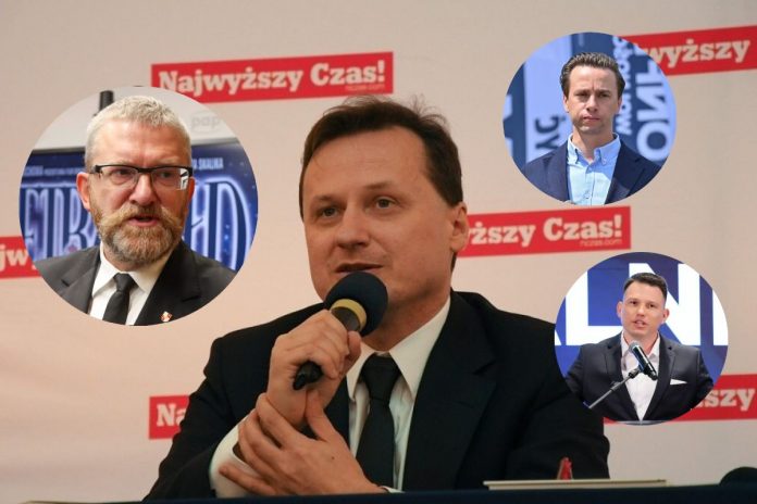 Tomasz Sommer oraz Grzegorz Braun, Krzysztof Bosak i Sławomir Mentzen.