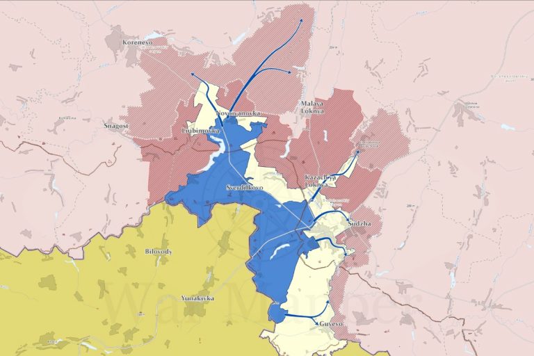 Ukraińska ofensywa na terenie Rosji na podstawie doniesień medialnych. Stan na dzień 11 sierpnia 2024 r. Mapa poglądowa. Źródło: X/@War_Mapper