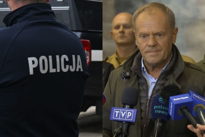 Policja i premier Donald Tusk.