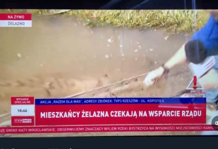 TVP, powódź, reporter, prąd