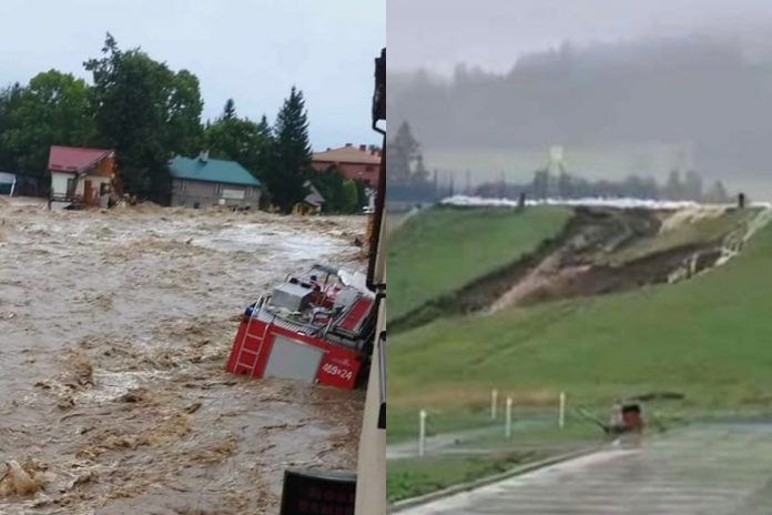 Dramat w Stronu Śląskim. Tama została zniszczona. Masa wody burzyła budynki. Foto: X