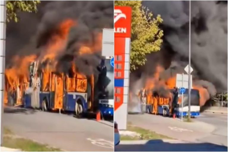 Pożar autobusu hybrydowego w Krakowie.