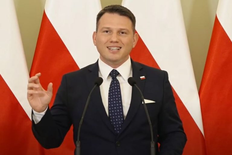 Sławomir Mentzen podczas prezentacji projektu ustawy. Foto: print screen yt/Konfederacja