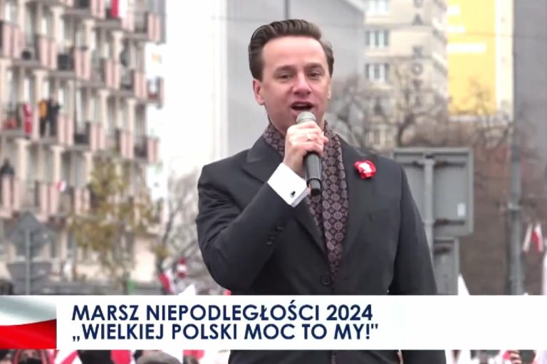 Krzysztof Bosak na Marszu Niepodległości 2024. Foto: print screen TYV Trwam