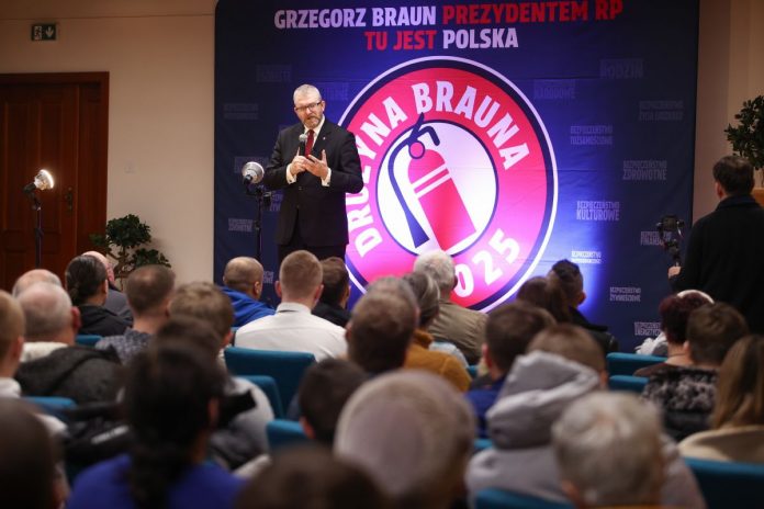 Grzegorz Braun na kampanijnym szlaku.