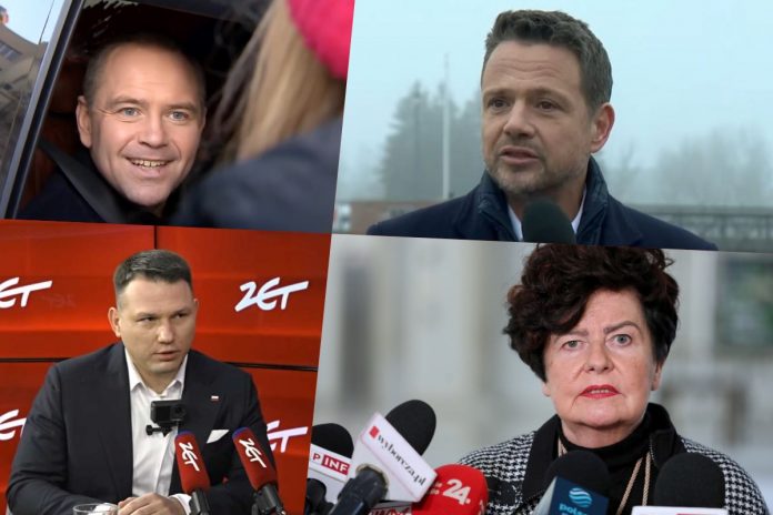 karol nawrocki rafal trzaskowski slawomir mentzen joanna senyszyn sondaz