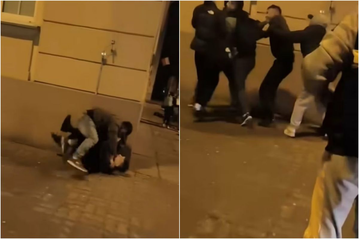 Brutalna bójka w centrum Słupska. Obcokrajowcy starli się pod sądem [VIDEO]