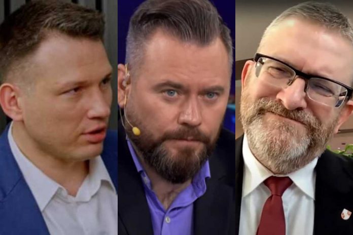 Sławomir Mentzen, Krzysztof Stanowski oraz Grzegorz Braun.