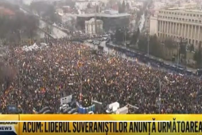 Demonstracja poparcia dla Georgescu w Bukareszcie. Foto: print screen